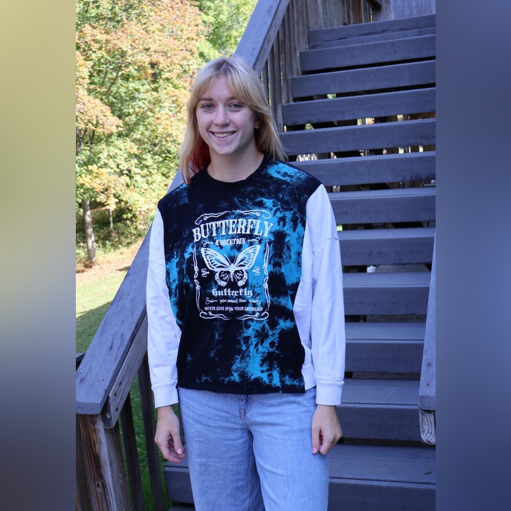 Butterfly Graphic Shirt - Blue and Black